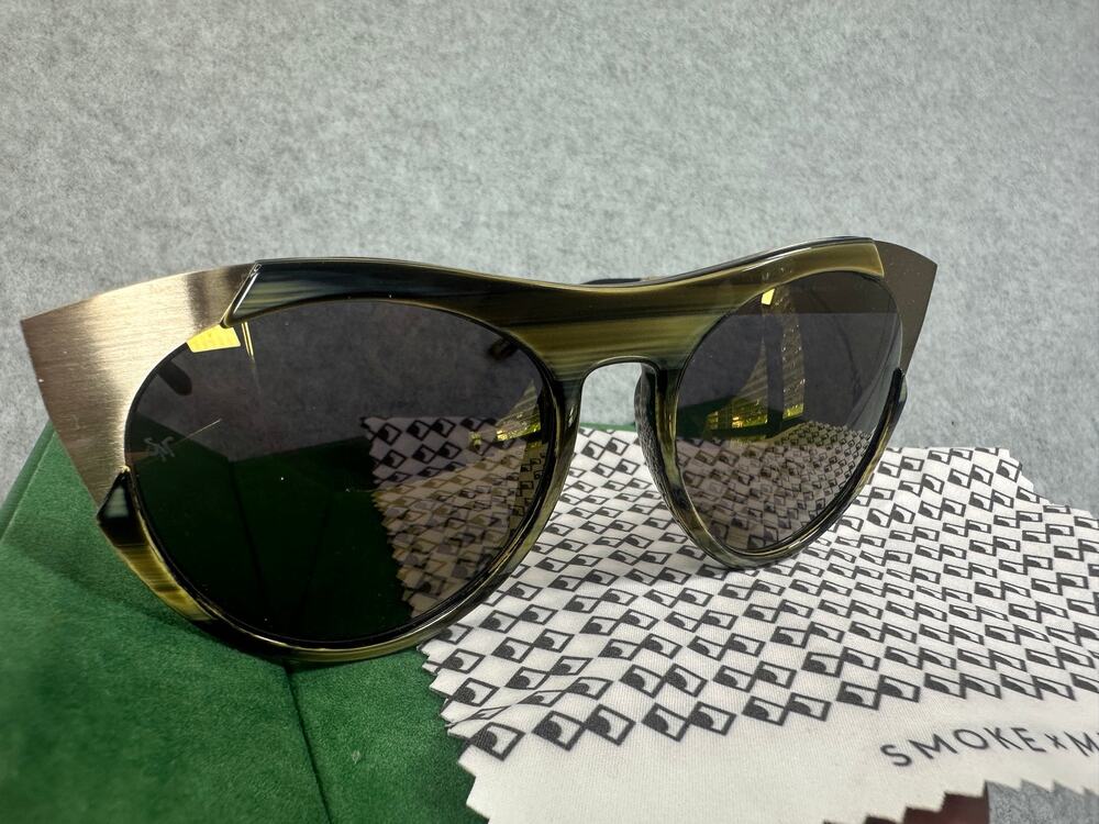 Smoke x Mirrors Zoubisou Cat Eye Sunglasses Blue Horn Gold Acetate Aesthetic